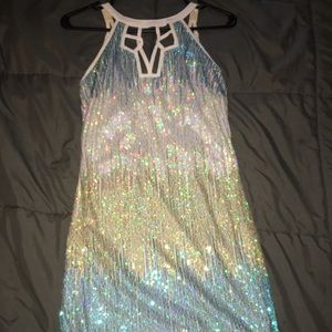 Sparkle ombré gold to blue dress